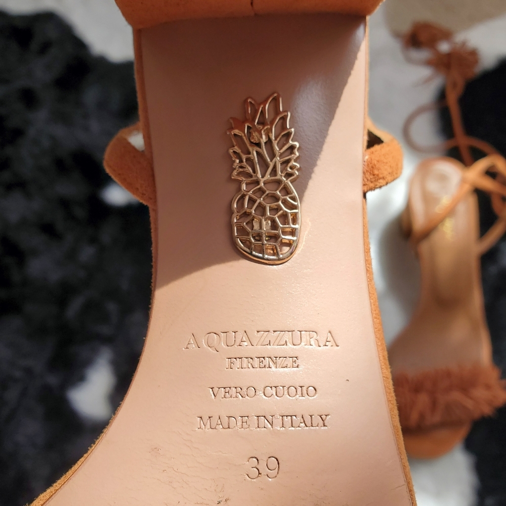 Made in Italy Aquazurra💥Host Pick💥 leather sandals with low heel, seize 39 - Picture 6 of 7